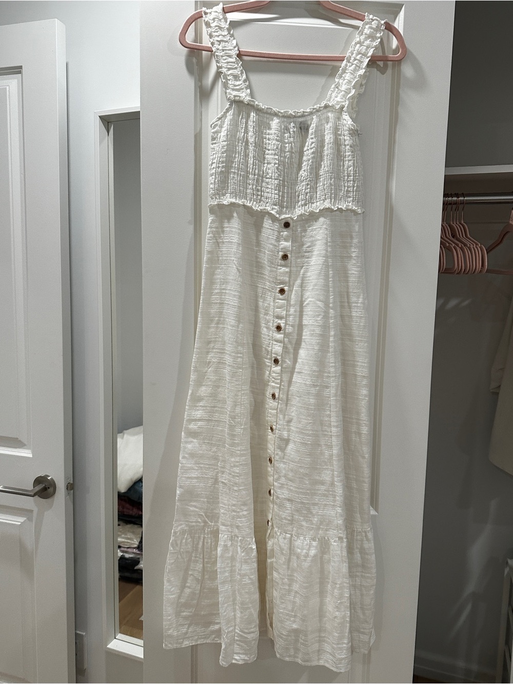 Zara White Button-Front Sleeveless Maxi Dress